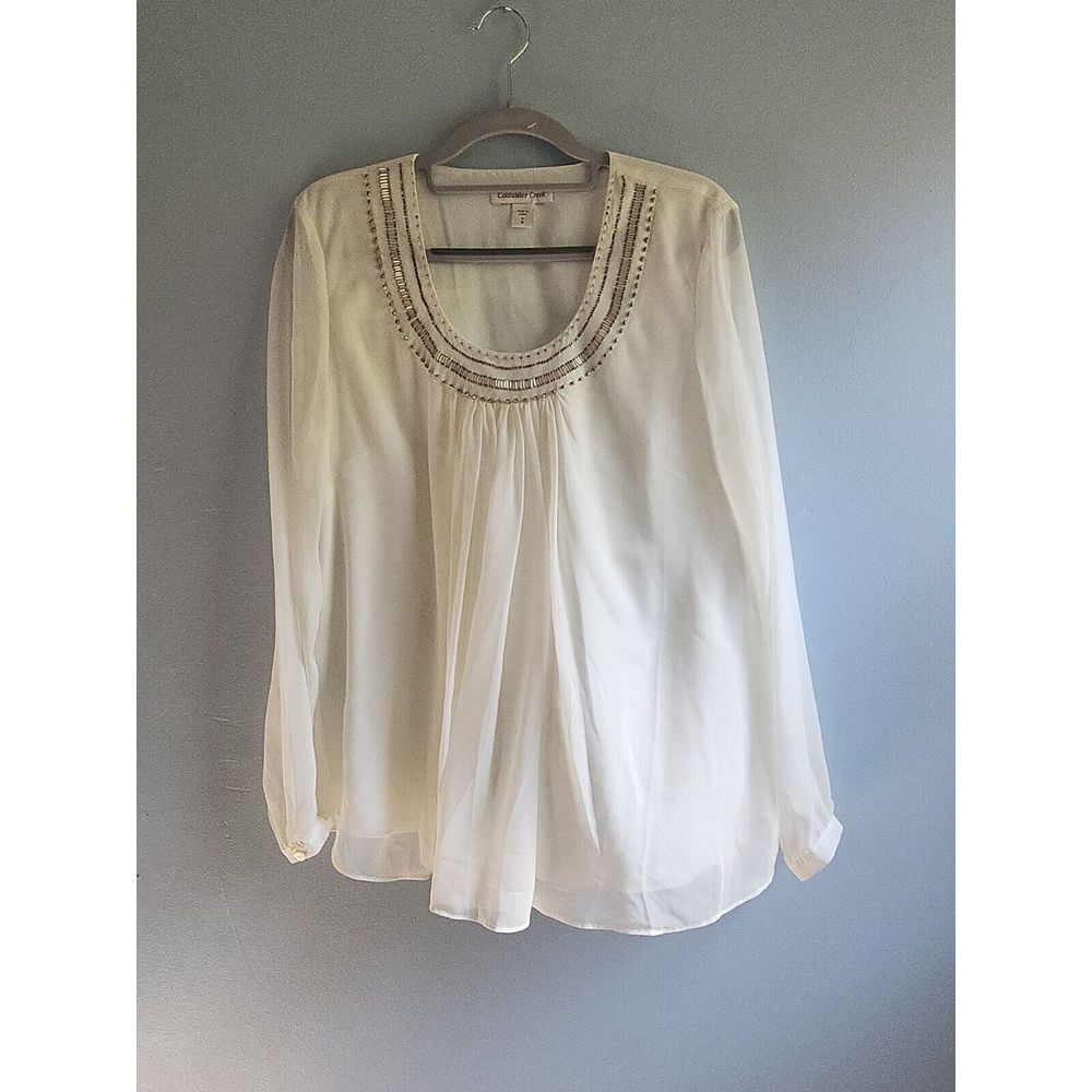 Coldwater Creek Women White Long Sleeve Blouse S 8